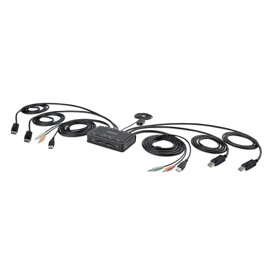startech-com-switch-kvm-displayport-2-ports-double-cran-4k-60hz-aliment-usb image 1