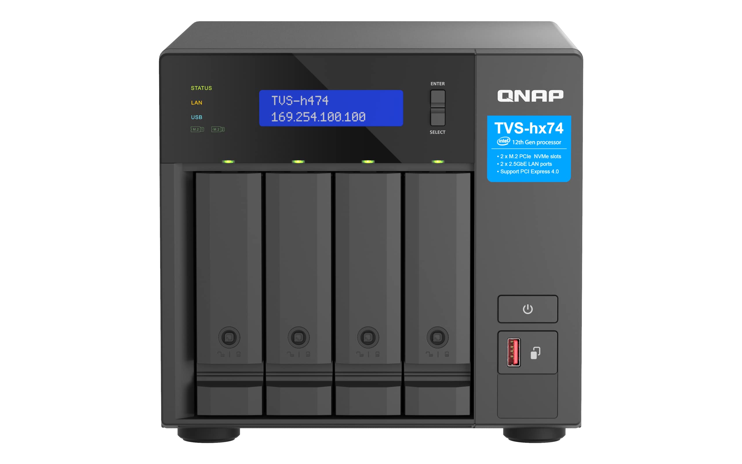 qnap-tvs-h474-pt-8g-serveur-nas-tour-4-baies-intel-pentium-gold-g7400 image 1