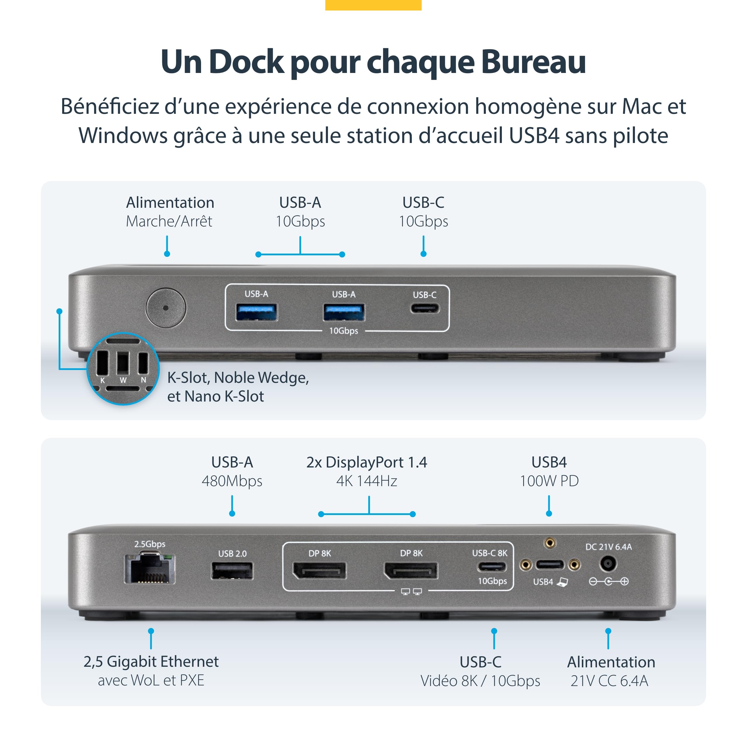 startech-com-dock-universel-usb4-double-4k-144hz-8k-60hz-displayport-100w image 2