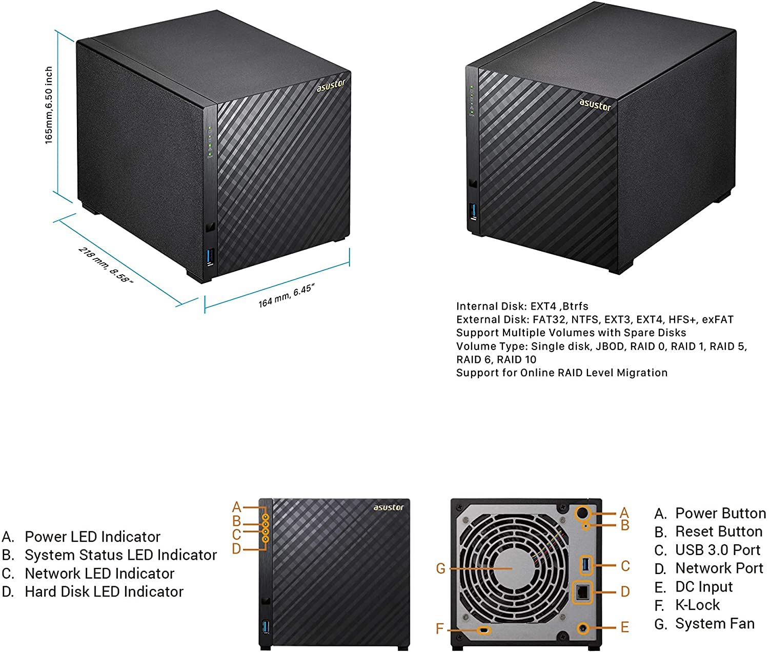 asustor-as1004t-v2-nas-4-baies-bureau-dual-core-1-6-ghz-512-mo-ddr3 image 3