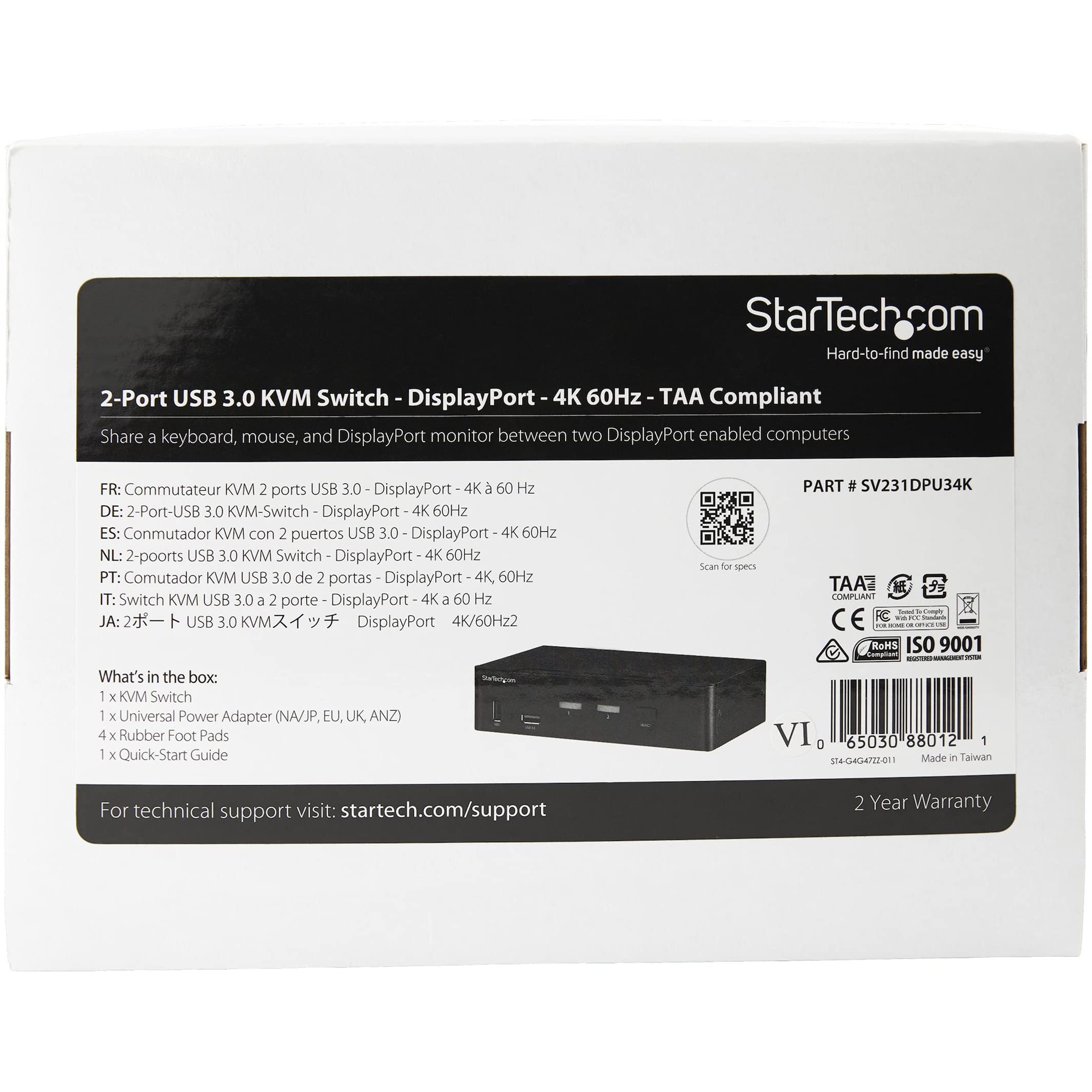 startech-com-st12mhdlan-series-switch-kvm-displayport-2-ports-4k-60-hz-avec-hub- image 8