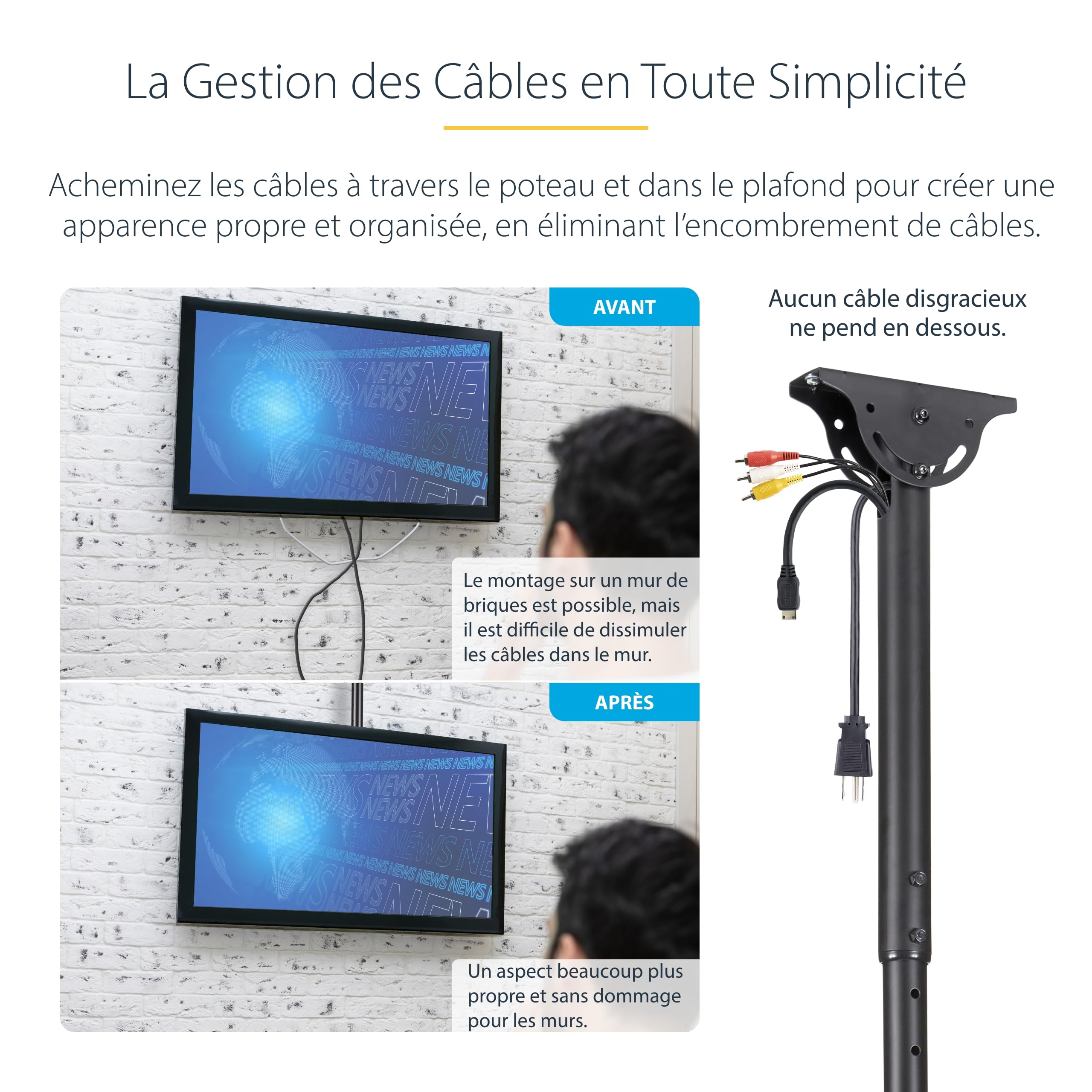 startech-com-fpceilptbsp-support-plafond-tv-32-75-pouces-vesa-50-kg image 3