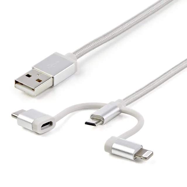 startech-com-ltcub1mgr-c-ble-3-en-1-usb-a-vers-lightning-usb-c-micro-usb-1m-arge image 1
