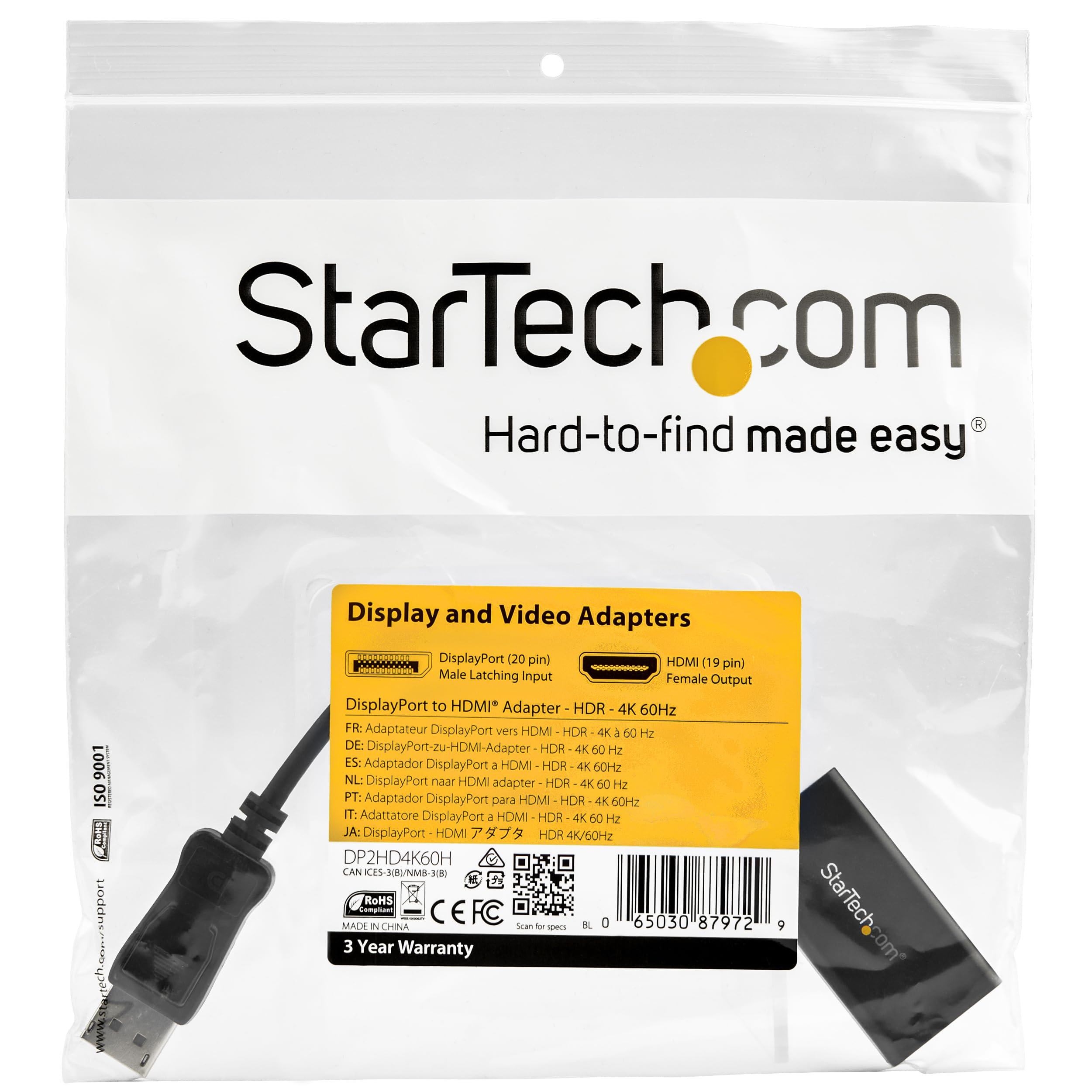 startech-com-st12mhdlan-adaptateur-dp-1-4-vers-hdmi-2-0b-actif-4k-60hz-hdr-noir image 6