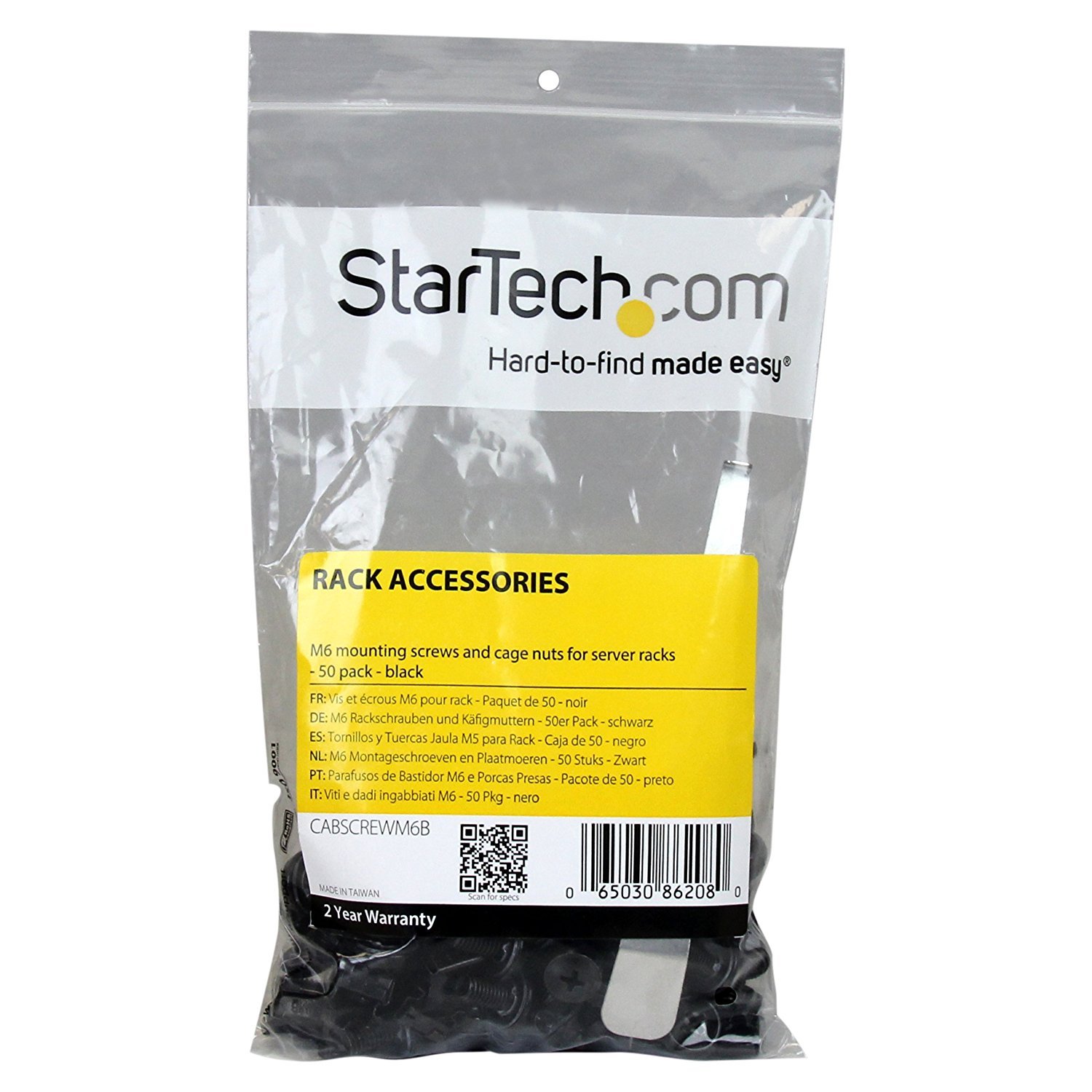 startech-com-kit-50-vis-m6-12mm-et-crous-cage-trou-carr-noir-outil image 2