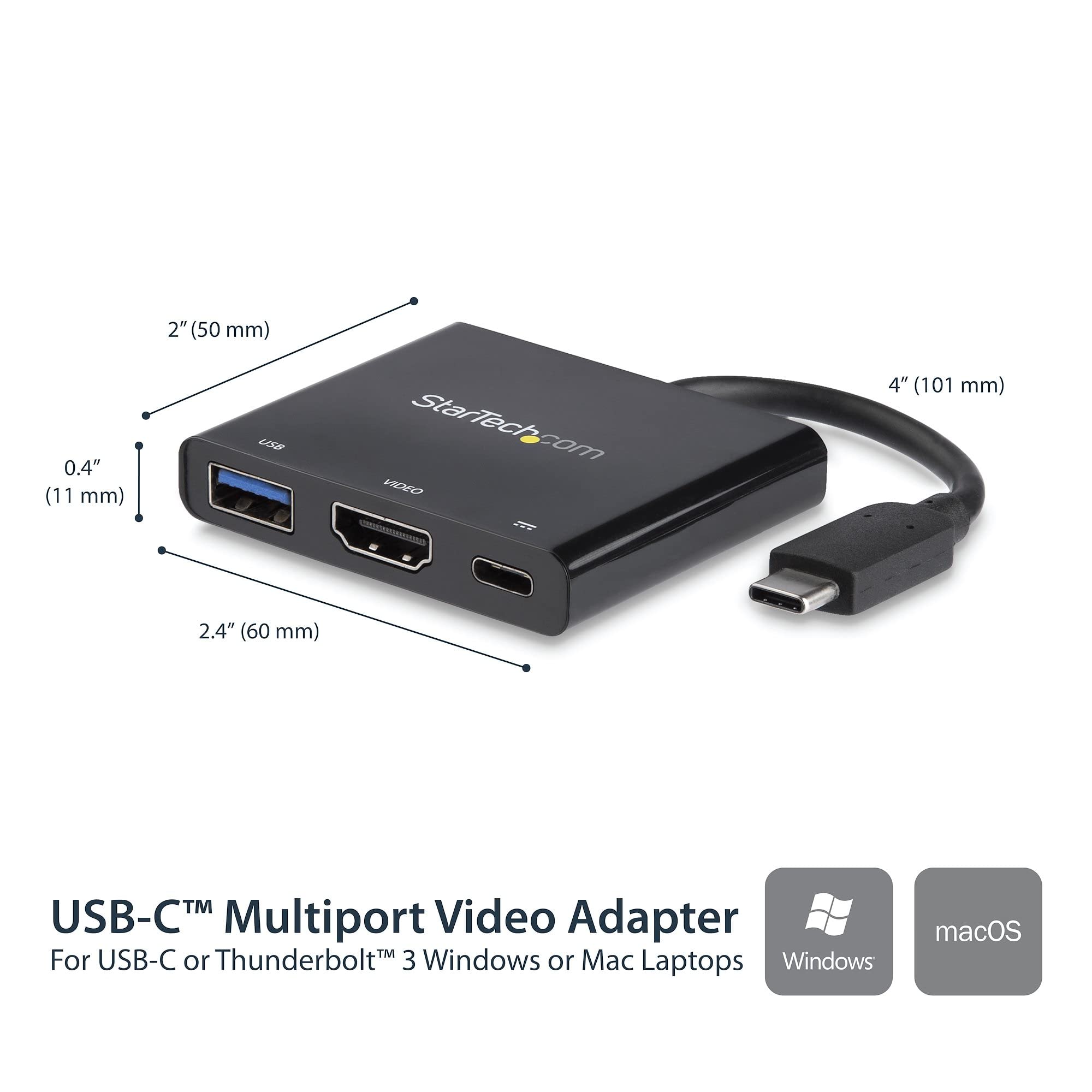 startech-com-adaptateur-usb-c-vers-hdmi-4k-30hz-usb-3-0-60w-pd image 2