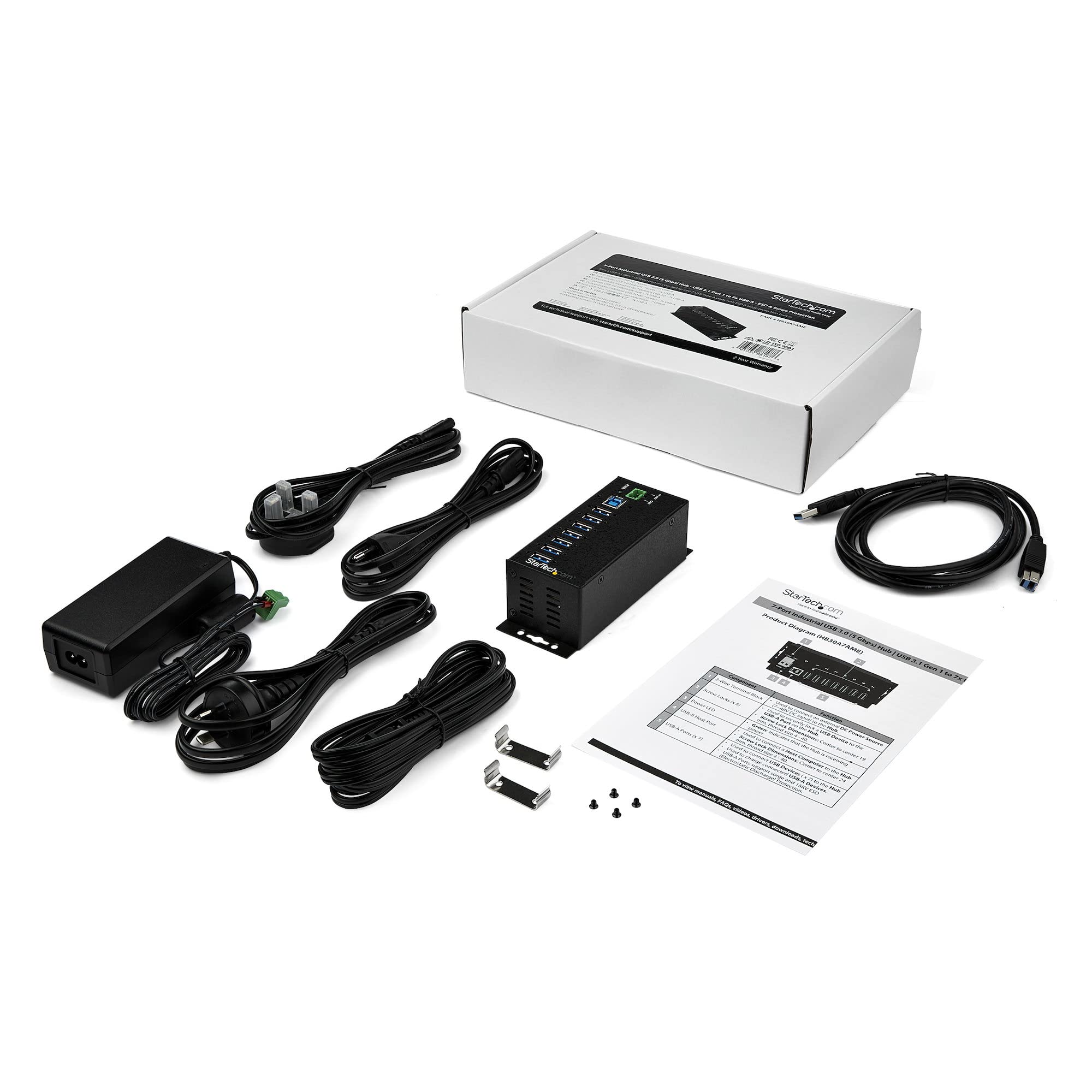 startech-com-hub-industriel-usb-3-0-7-ports-5gbps-m-tal-hb30a7ame image 5