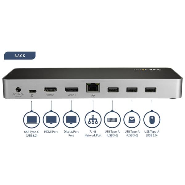 startech-com-station-d-accueil-usb-c-double-hdmi-displayport-4k-60w-gbe-sd image 6