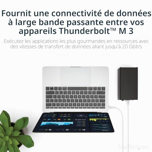 startech-c-ble-thunderbolt-3-passif-2-m-20gbps-100w-pd-4k-usb-c-blanc image 8