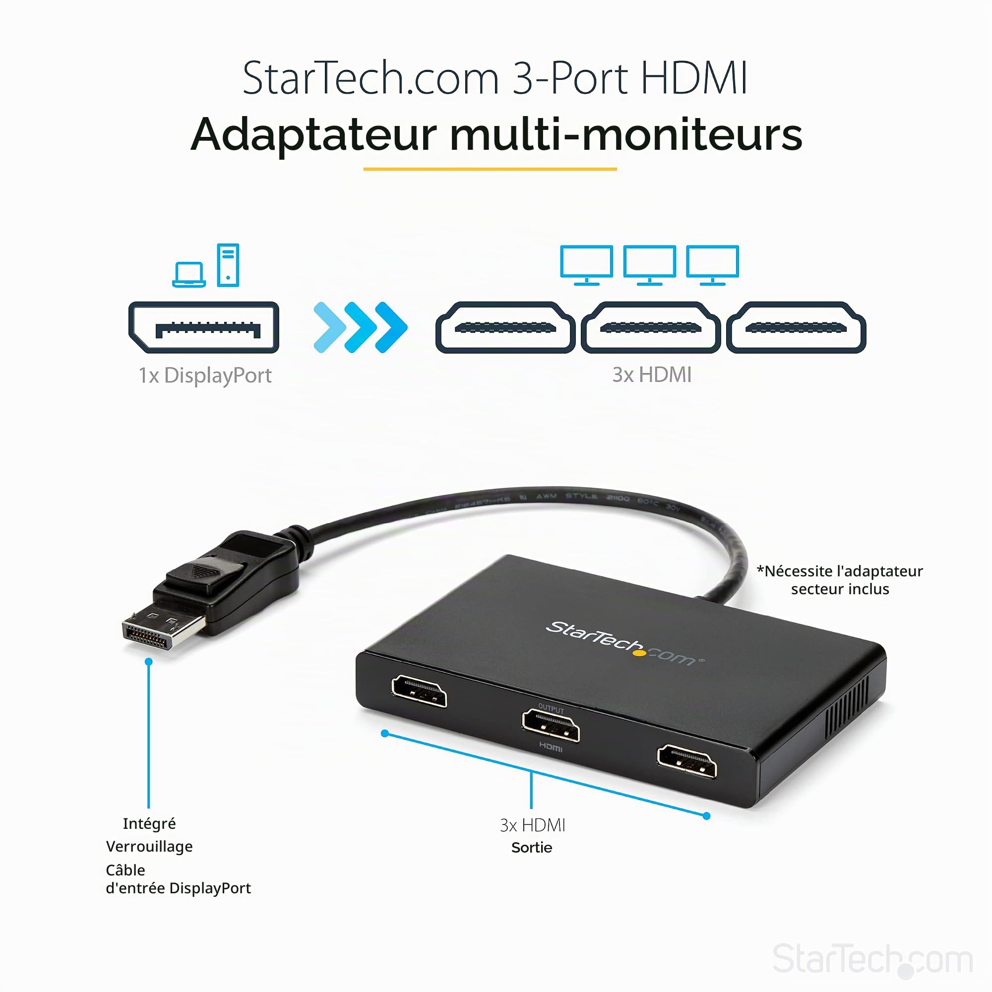 startech-com-st12mhdlan-hub-mst-displayport-1-2-vers-3x-hdmi-triple-cran image 2